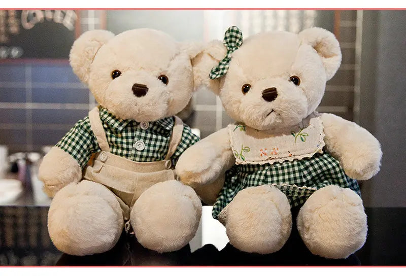 Cartoon 1 PCS Lover Wedding Bear Doll Soft Stuffed Plush Toy Dress Bear Animal Doll For Audlt Birthday Gift