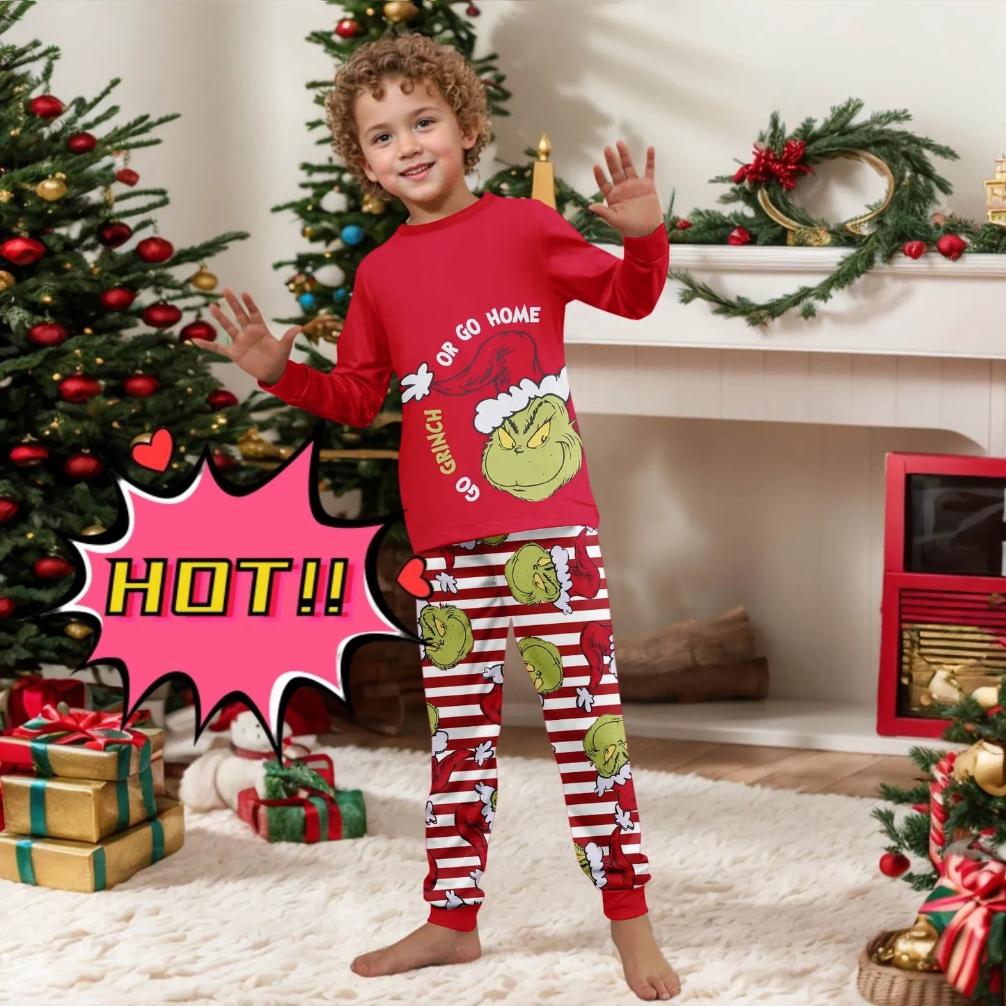 Family Matching Christmas Pjs, Playful Cartoon 2-Piece Pajama Set, Festive And Fun Holiday Sleepwear For The Whole Family
