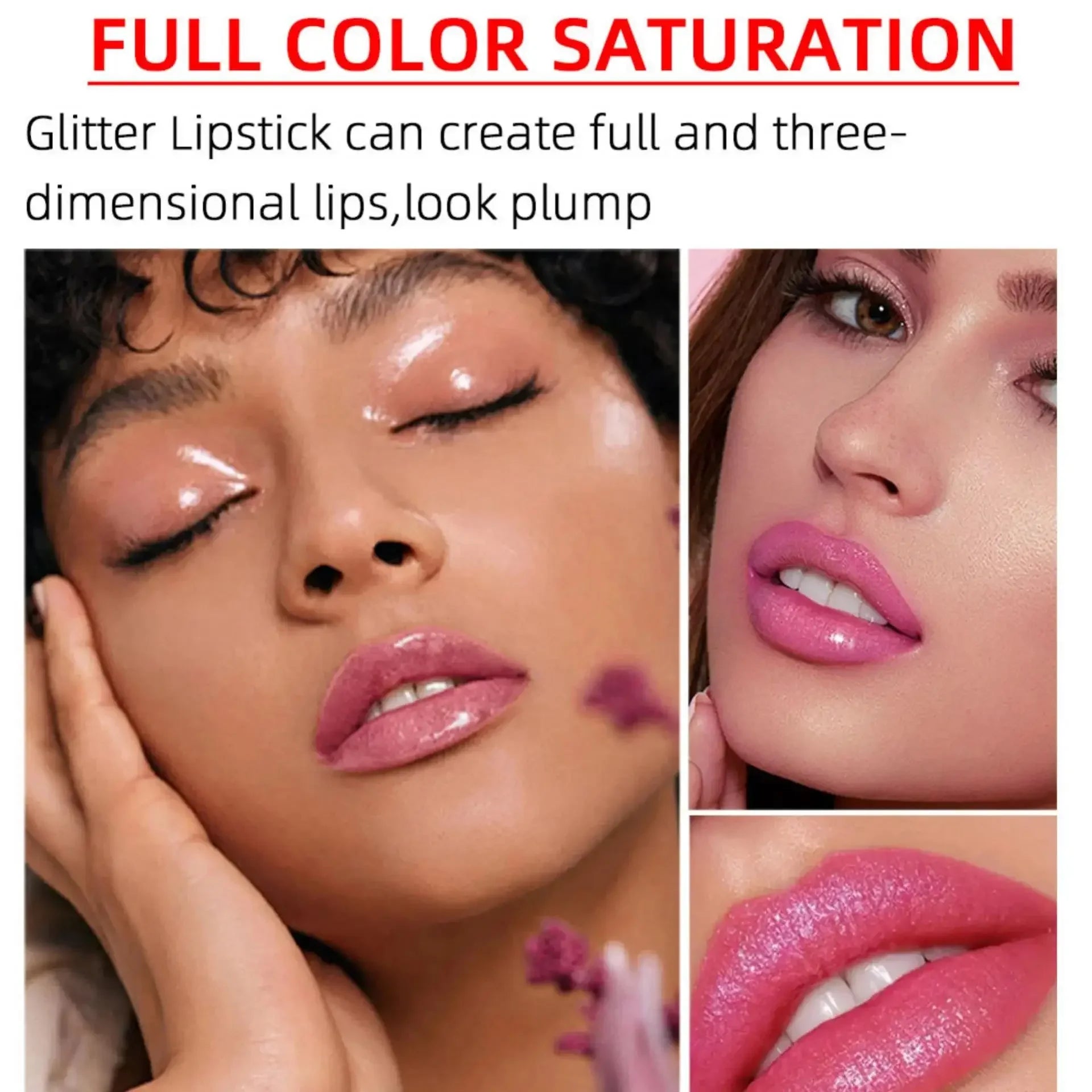 Diamond Lip Gloss Pearlescent Glitter Metallic Shine 6 Color Plump Lipstick Waterproof Long Lasting Lip Makeup