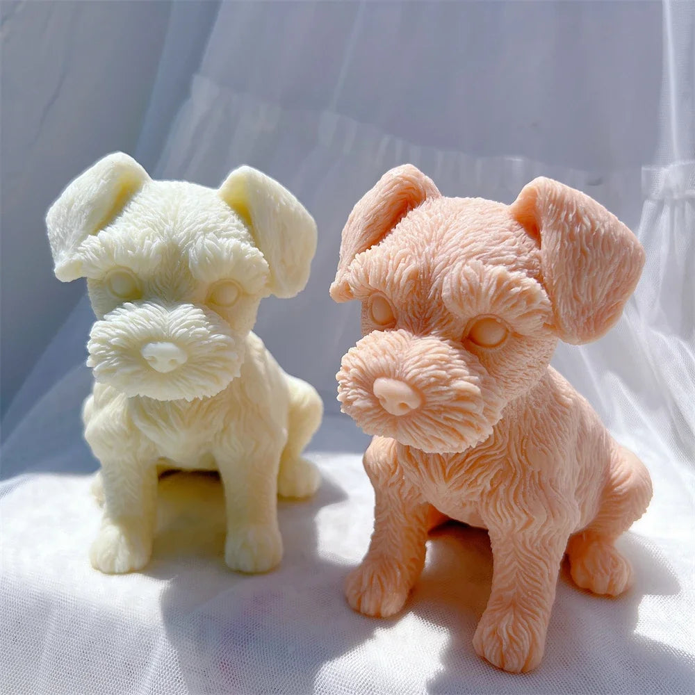 Schnauzer Puppy Figurine Silicone Candle Mold Animal Puppies Soy Wax Silicone Mould Pet Dog Lover Home Decor