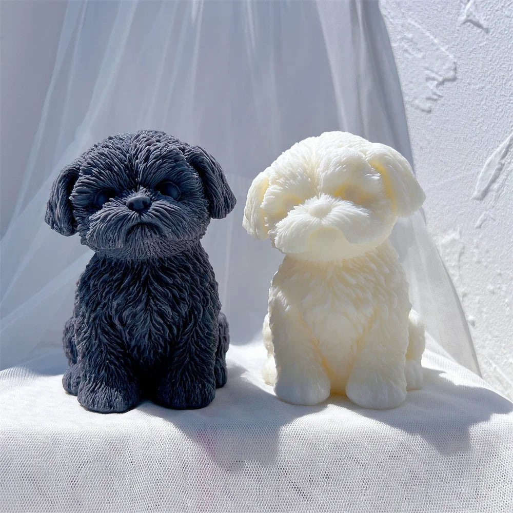 Sitting Shih Tzu Puppy Silicone Candle Mold Figurine Dog Lover Home Decor Animal Pet Puppy Soy Wax Silicone Mould