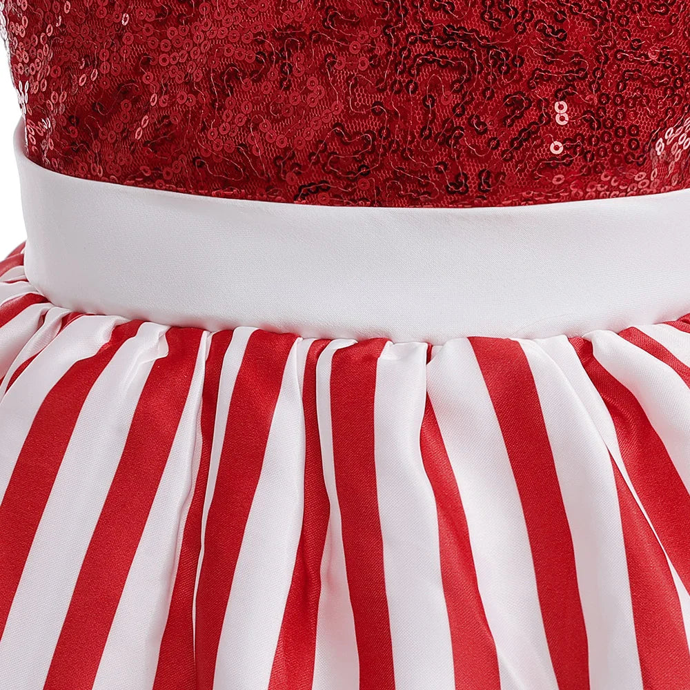 Robe de carnaval de Noël à paillettes brillantes pour filles, robe de princesse rouge avec nœud, robe tutu pour concours de beauté, costumes d'Halloween pour filles