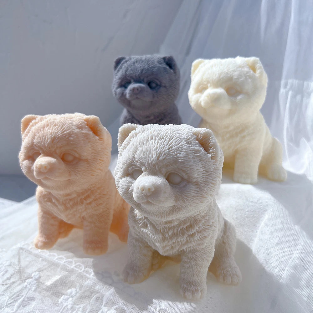 Pomeranian Dog Puppy Candle Mold Animal Puppies Soy Wax Silicone Mould Dog Lover Home Decor
