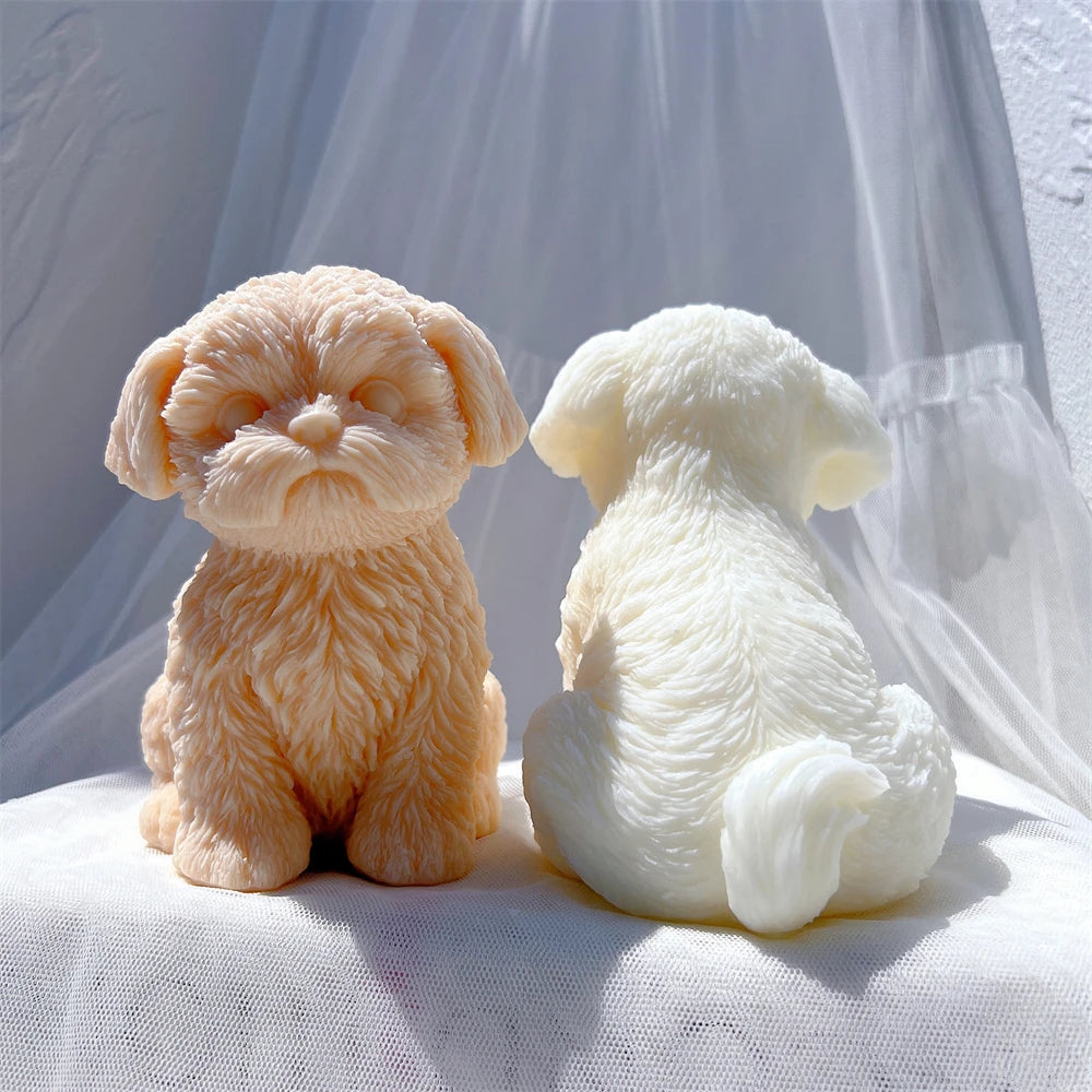 Sitting Shih Tzu Puppy Silicone Candle Mold Figurine Dog Lover Home Decor Animal Pet Puppy Soy Wax Silicone Mould