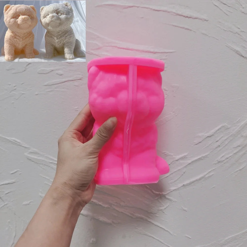 Pomeranian Dog Puppy Candle Mold Animal Puppies Soy Wax Silicone Mould Dog Lover Home Decor