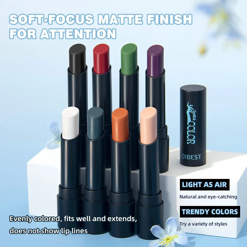 8 Colors Matte Nude Clay Lipstick Vampire Makeup Punk Black Lip Gloss Dark Paint Stick Durable Waterproof Lasting Cosmetics