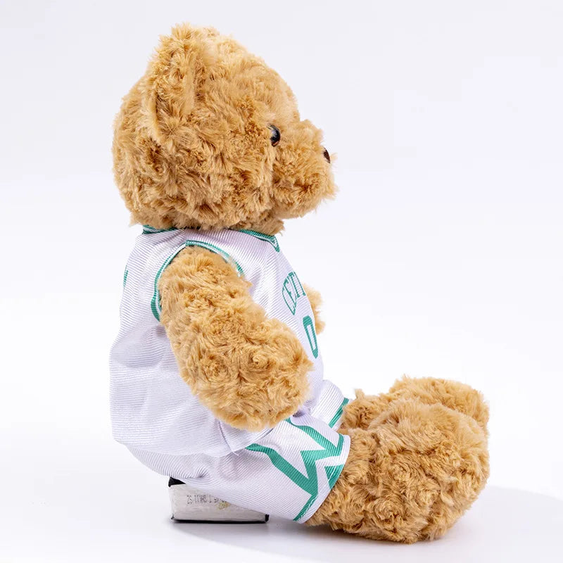 25cm Cute Bear Plush Toy Stuffed Teddy Bear Wear Basketball Star T-shirt Kids Toys Birthday Christmas Gift for Basketball Fans