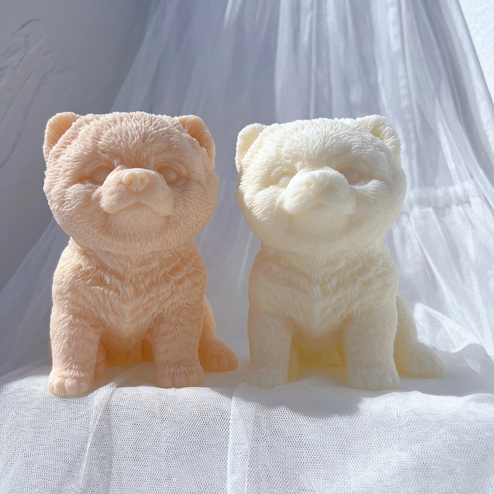 Pomeranian Dog Puppy Candle Mold Animal Puppies Soy Wax Silicone Mould Dog Lover Home Decor