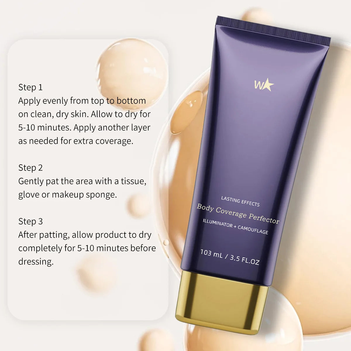Beauty Body Coverage Perfector–Waterproof Leg & Body Makeup-Concealer For Scars, Spots, Veins, Tattoos and More Blend Cosmetics