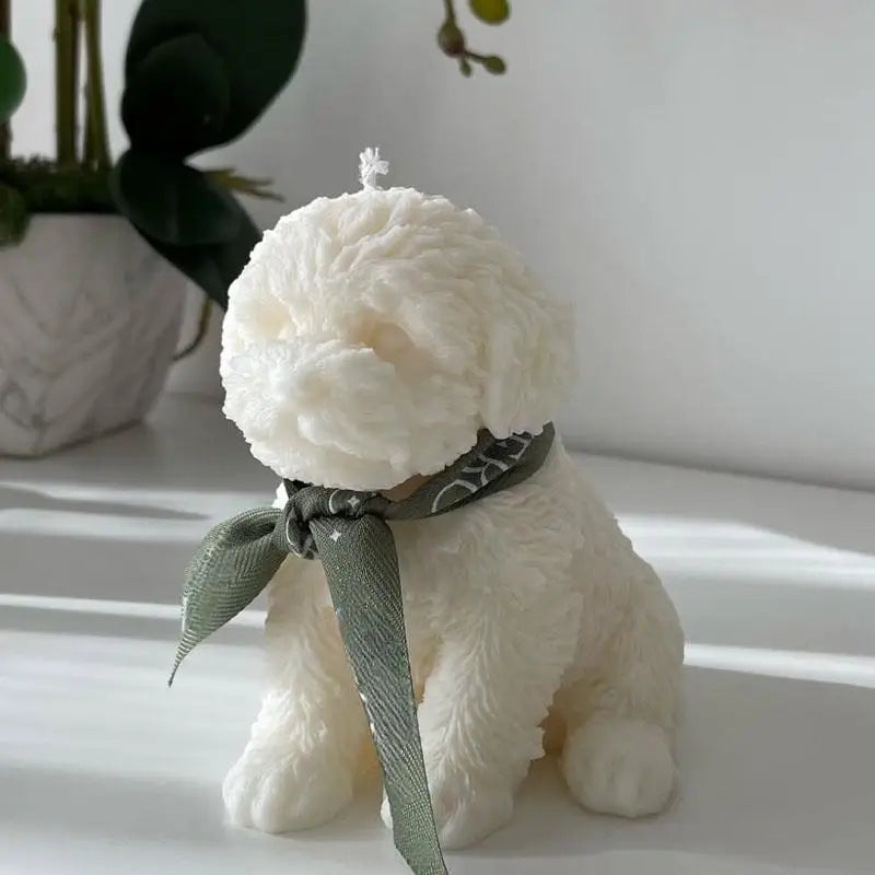 Teddy Dog Candle Mold Cute Animal Pet Puppy Dog Handmade Aromatherapy Plaster Soap Silicone Mould DIY Home Decoration Tools