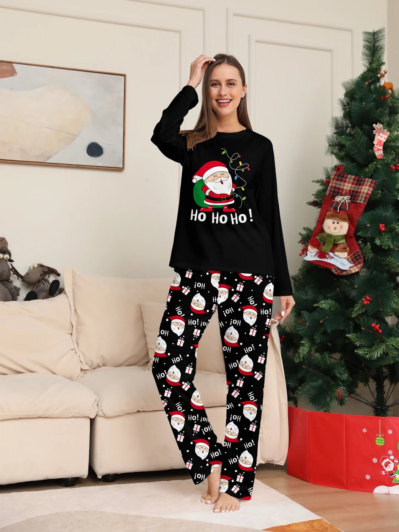 2025 Family Christmas Pajamas Parent-child Clothing Set Santa Claus Print 2 Pieces Suit Soft Loose Sleepwear Xmas Look Pyjamas