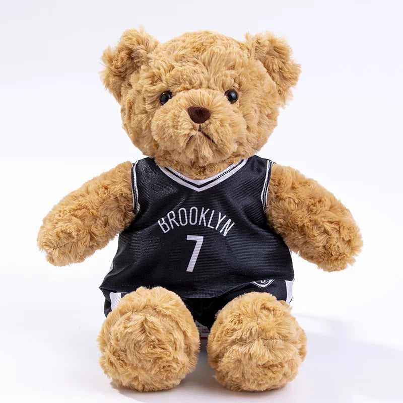 25cm Cute Bear Plush Toy Stuffed Teddy Bear Wear Basketball Star T-shirt Kids Toys Birthday Christmas Gift for Basketball Fans
