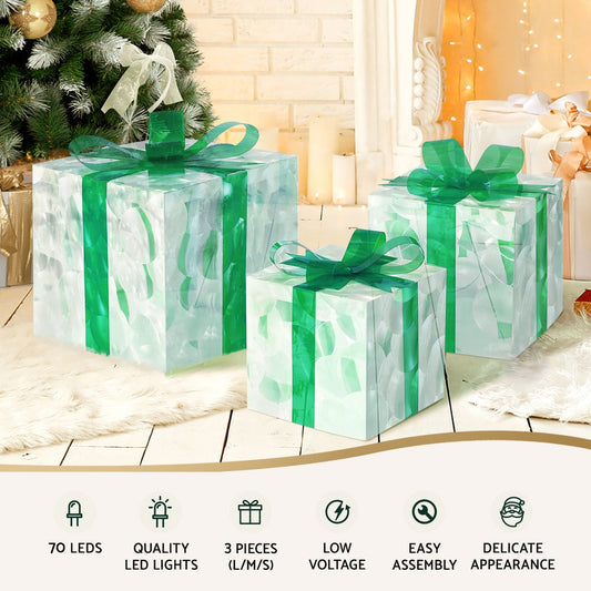 NNEDSZ 3 PCS Christmas Lights 70 LED Fairy Light Gift Box Jingle Jollys