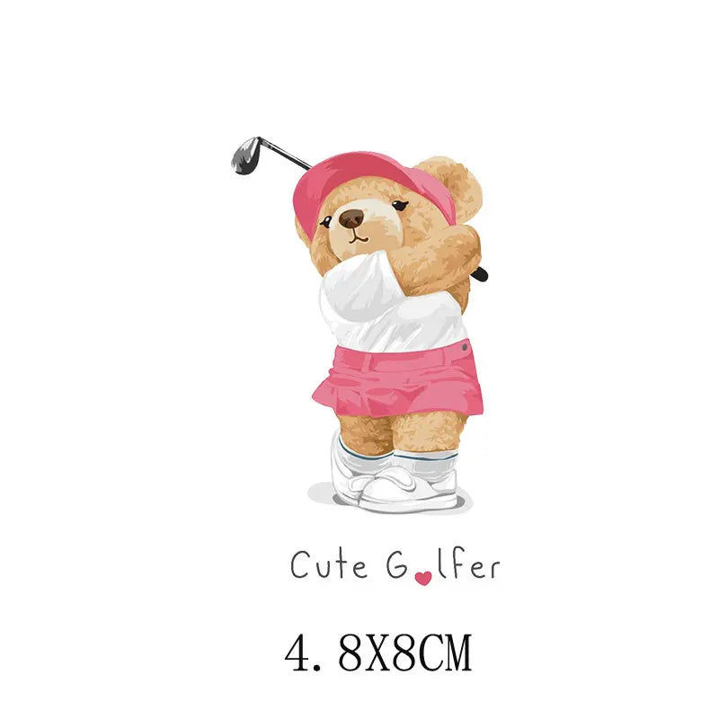 Cartoon Teddy Bear Sewing Hot Stamping Pattern Heat Transfer Printing Sticker High Elasticity Water-resistant Wash Resistant