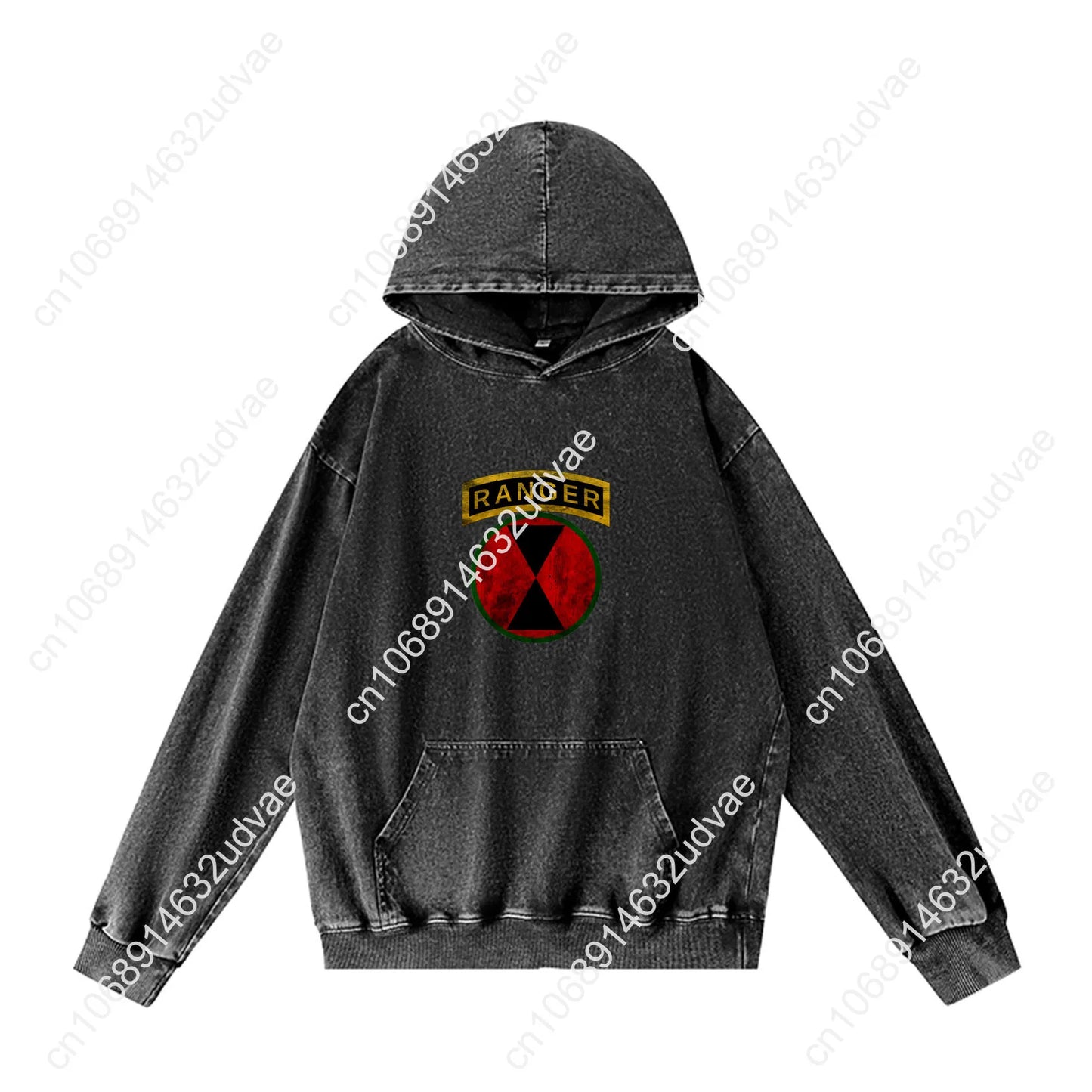 7th Infantry Division Patch with Ranger Tab Hoodies Retro Hooded Sweatshirt Man Woman Teenager Pullover Pocket Customized Tops