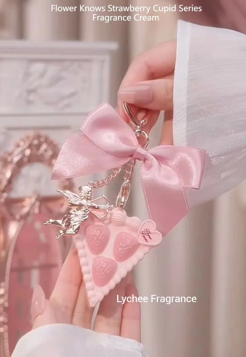 Flower Knows Strawberry Cupid Solid Perfume Balm Cute Portable Hand Cream Decorative Pendant Perfumes Convenient On-the-Go