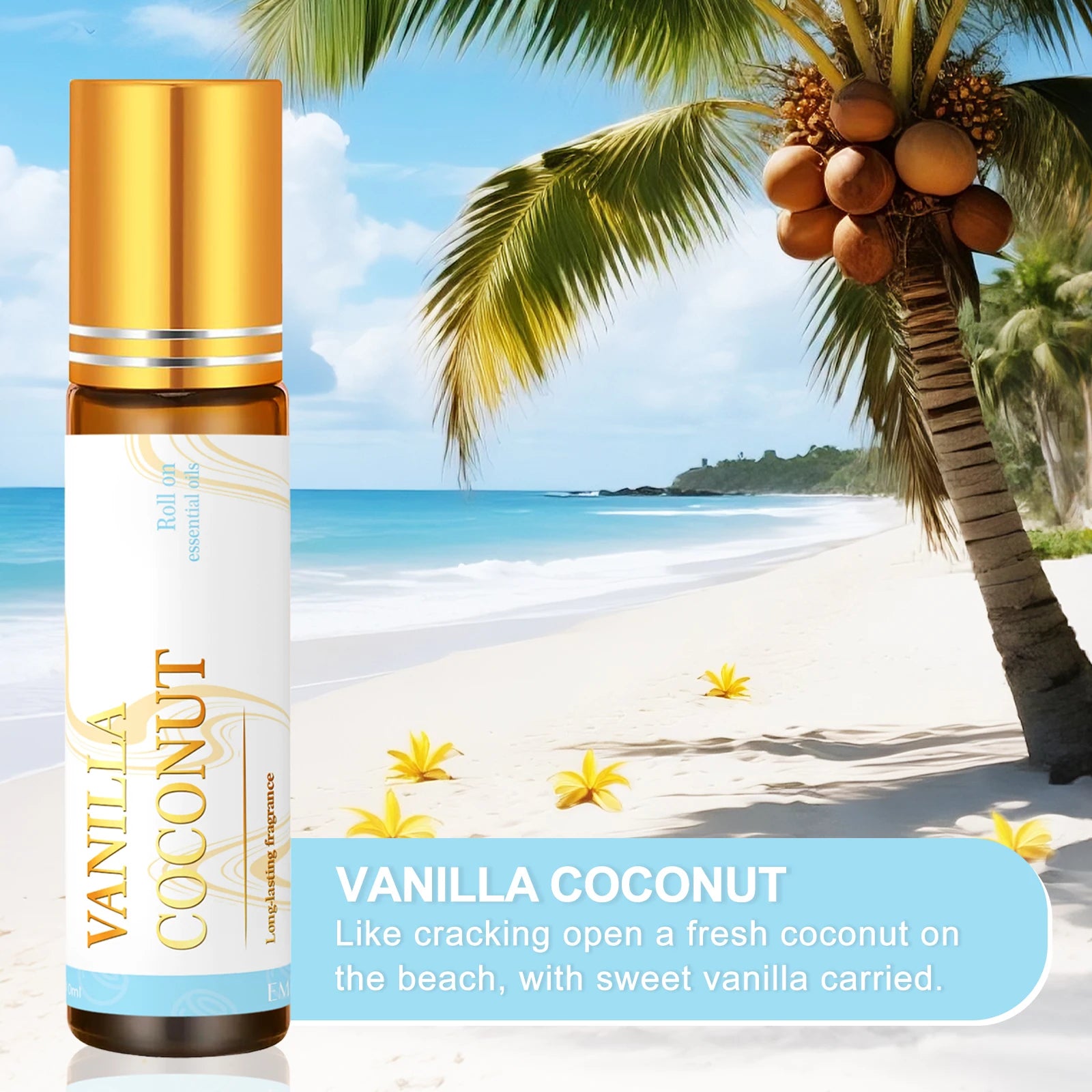 3PC 10ml Vanilla coconut perfumes Essential Oils Roller  original imported  luxury fragrance perfume mini branded perfume