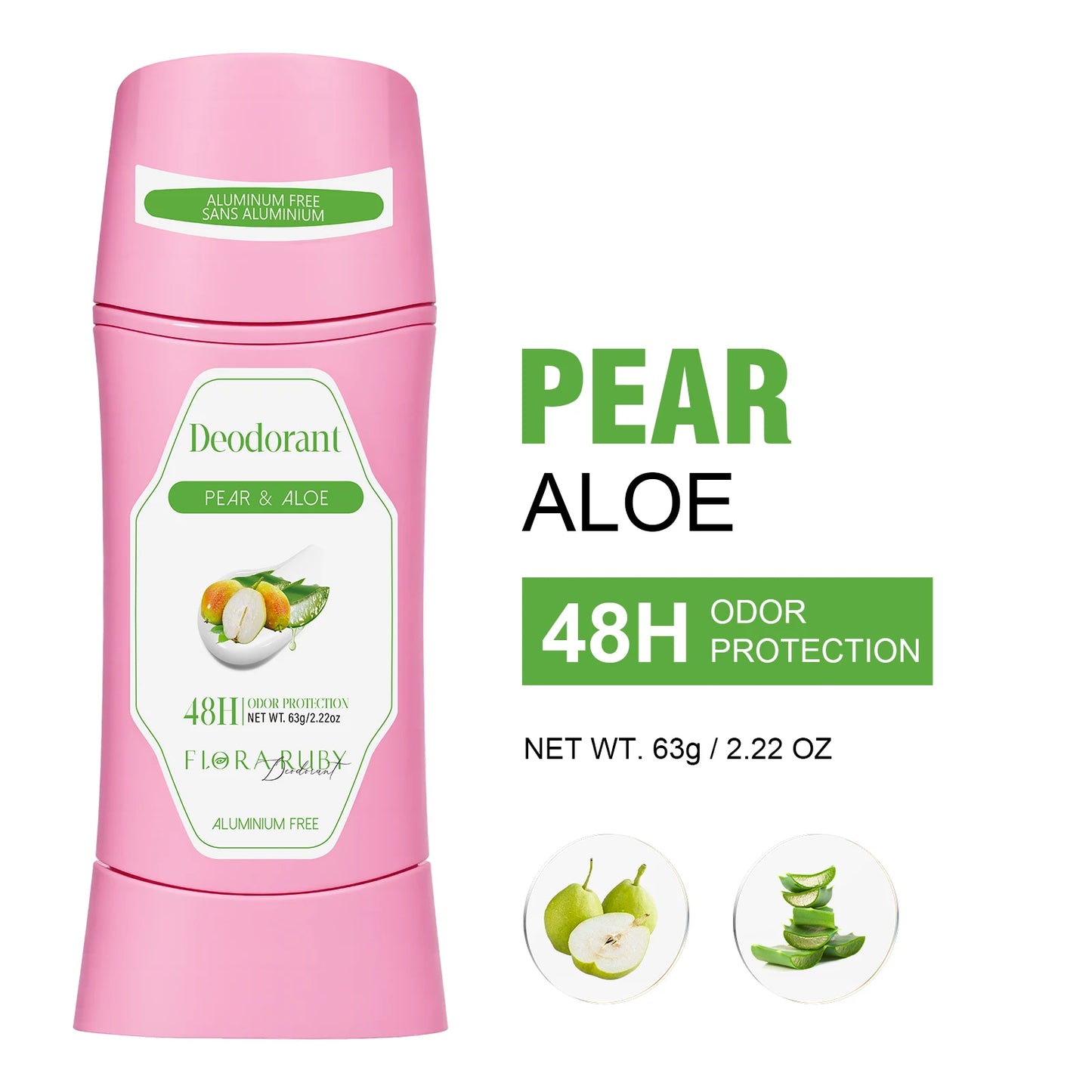 Women's Refreshing & Durable Solid Perfume, White Flowers and Rose Aroma,for All Day Underarm Sweat and Odor Protection 2.22OZ