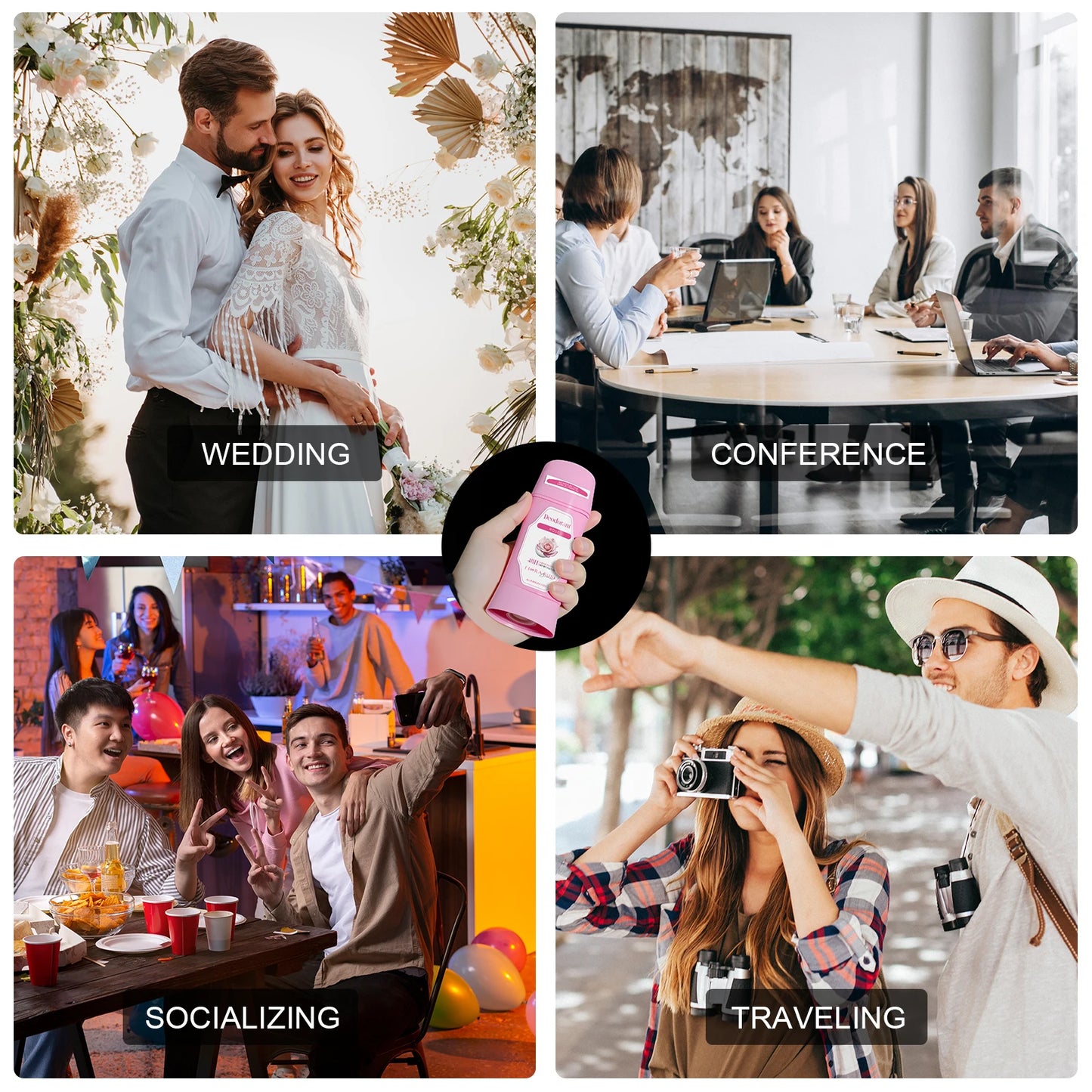 Women's Refreshing & Durable Solid Perfume, White Flowers and Rose Aroma,for All Day Underarm Sweat and Odor Protection 2.22OZ