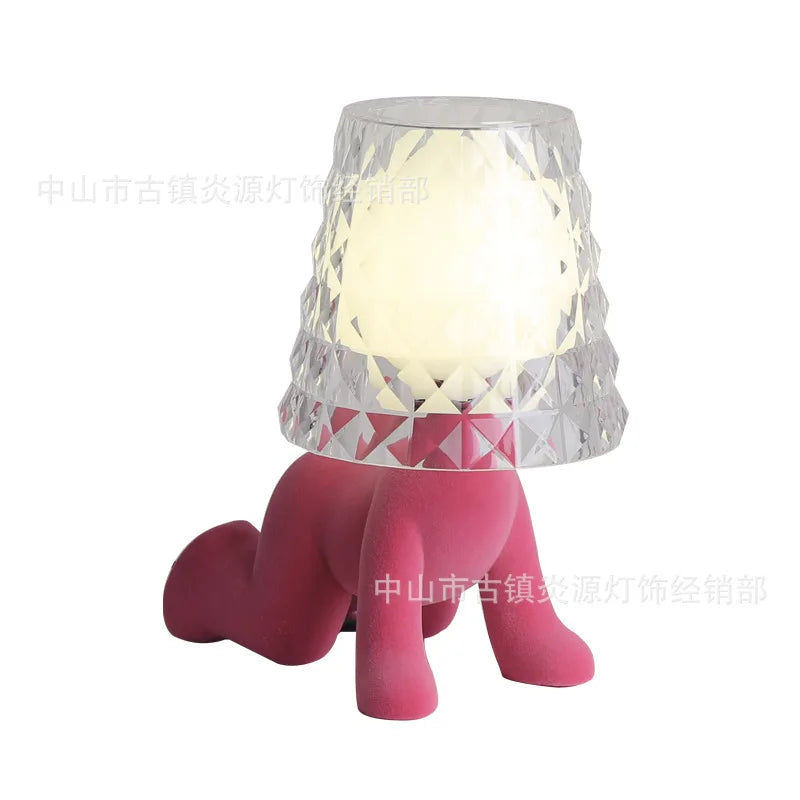 Nordic living room bedroom bedside table lamp creative cute children's room mini electroplating golden man night light