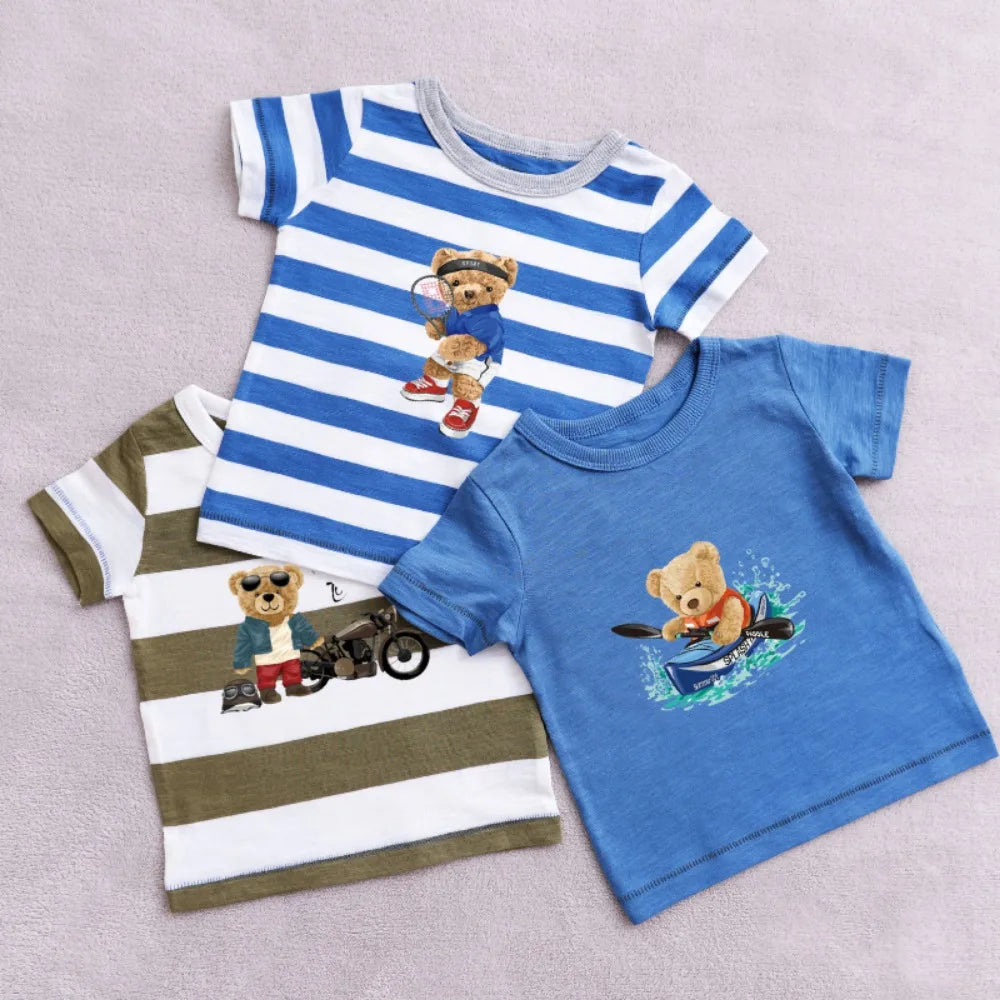 Cartoon Teddy Bear Sewing Hot Stamping Pattern Heat Transfer Printing Sticker High Elasticity Water-resistant Wash Resistant