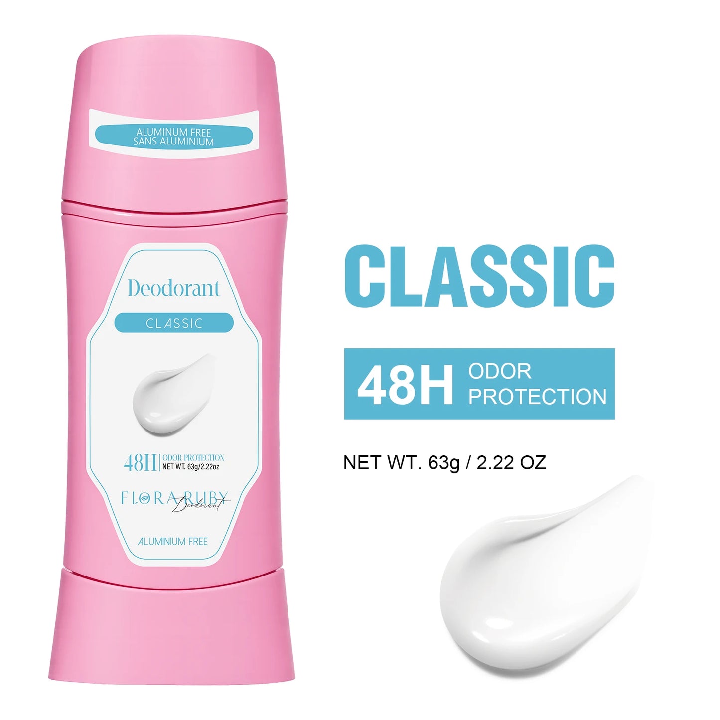 Women's Refreshing & Durable Solid Perfume, White Flowers and Rose Aroma,for All Day Underarm Sweat and Odor Protection 2.22OZ