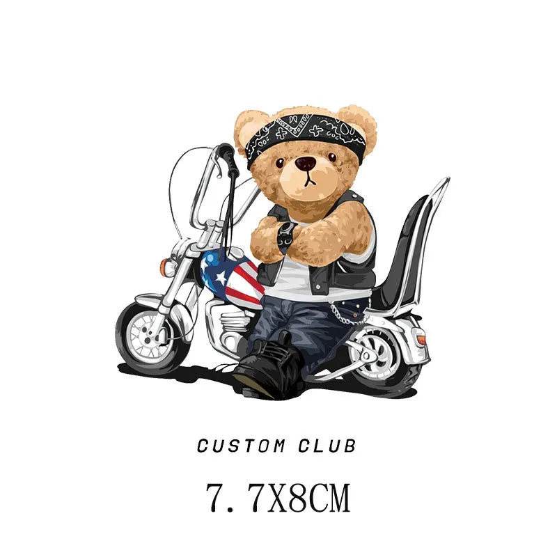 Cartoon Teddy Bear Sewing Hot Stamping Pattern Heat Transfer Printing Sticker High Elasticity Water-resistant Wash Resistant