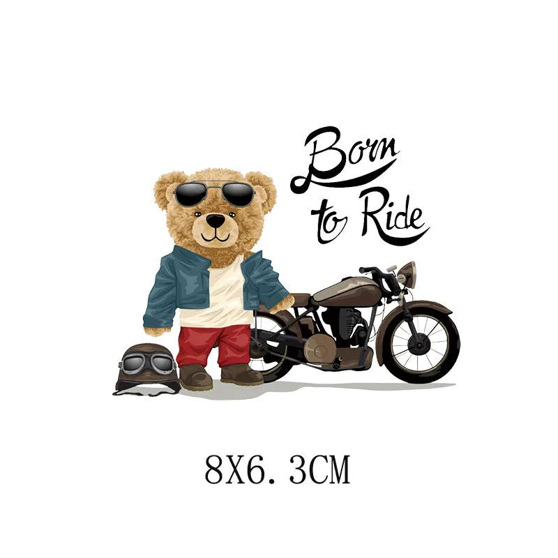Cartoon Teddy Bear Sewing Hot Stamping Pattern Heat Transfer Printing Sticker High Elasticity Water-resistant Wash Resistant