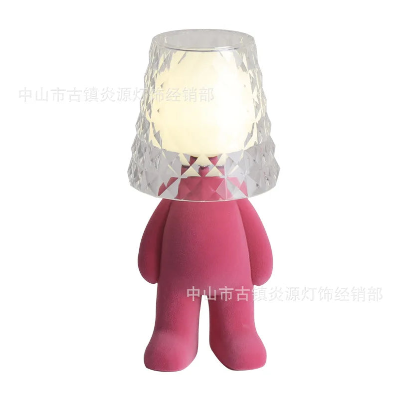 Nordic living room bedroom bedside table lamp creative cute children's room mini electroplating golden man night light