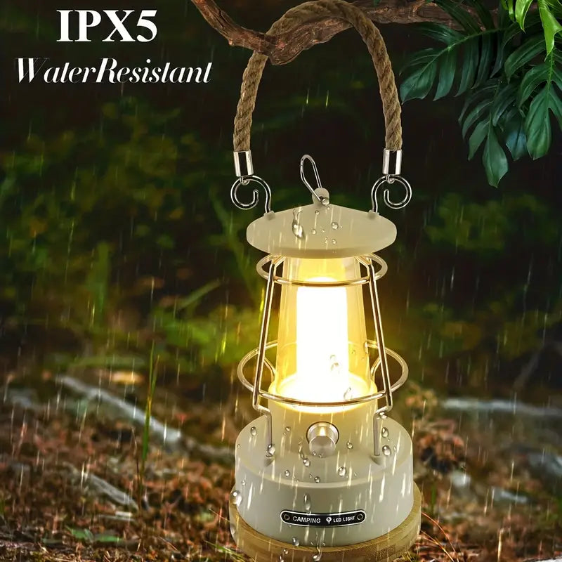 NNETM Vintage Rechargeable Camping Lantern - Dimmable LED, Waterproof Retro Light