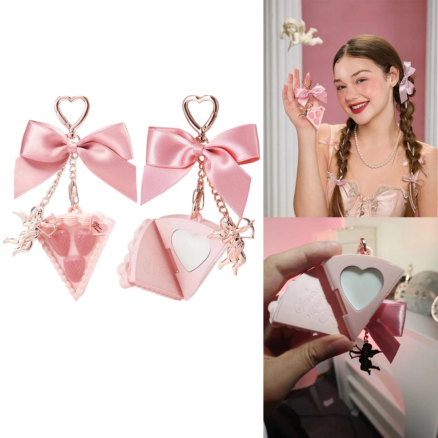 Flower Knows Solid Perfume Strawberry Cupid 3g Vegan Long Lasting Fragrance Balm Pendant Travel Size Cute Gift for Women