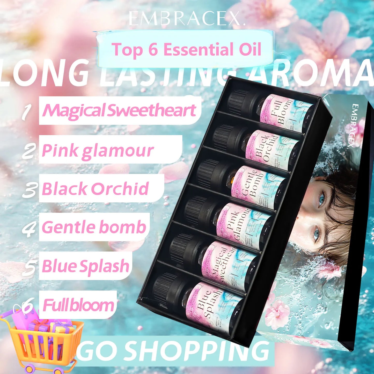 6PC/1Set Women Perfume Set Essential Oils Aromatherapy Essential Oils Gifts Box Women Fragrance Oil for Candle Soap Diffuser