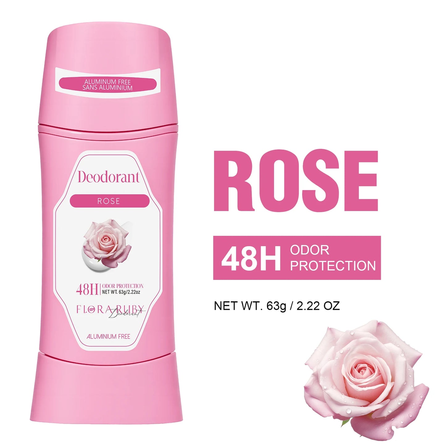 Women's Refreshing & Durable Solid Perfume, White Flowers and Rose Aroma,for All Day Underarm Sweat and Odor Protection 2.22OZ