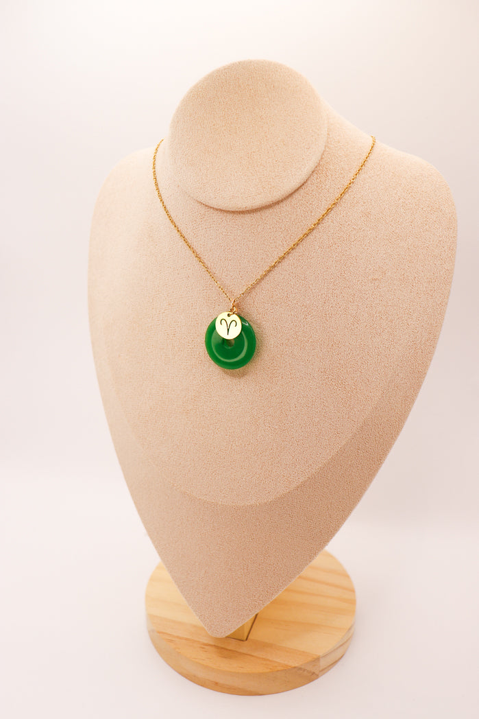 PERSONNALISÉ | Pendentif Donut en Jade + Charm Astro