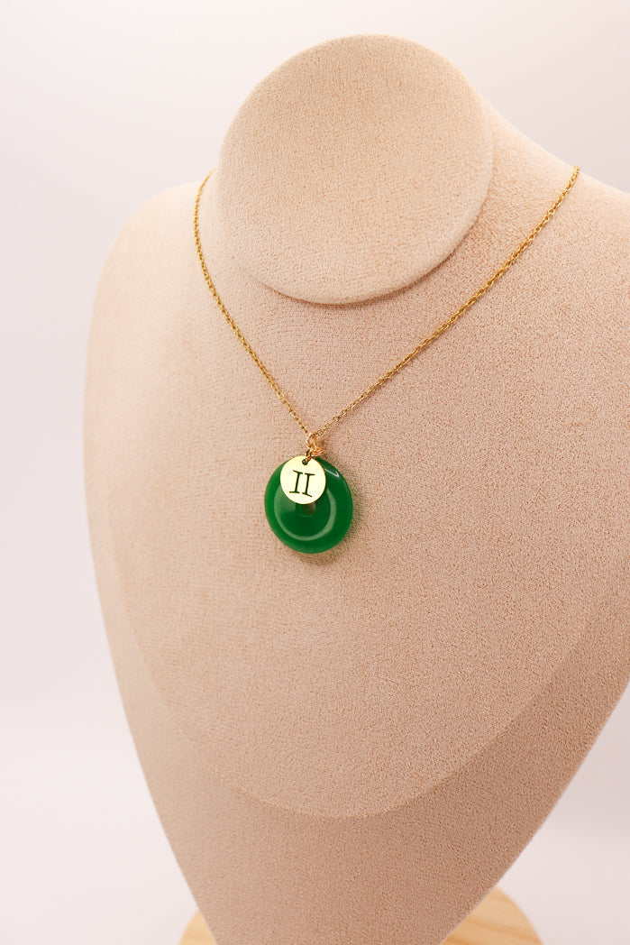 PERSONNALISÉ | Pendentif Donut en Jade + Charm Astro